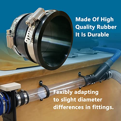 2 PCS 2.5 IN Dust Control Flex Hose Cuff 70148 Connector Ports Fit for 2-1/2” Dust Collection Hose with 4 Stainless Steel Clamps