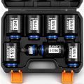 1/2'' Drive Deep Impact Socket Set, 8-Piece SAE Wheel Axle Nut Wrench Large Sockets Standard Adapter 1-11/16 1-9/16 1-3/8 1-7/16 1-1/2 1-5/8 1-3/4 Imperial Spindle Joint Torque Bearing Locknut Truck - style: SAE 6-Point