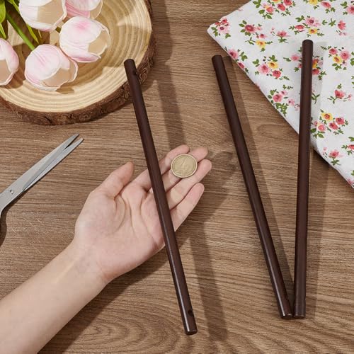 BENECREAT 6PCS Wooden Dowels with Two Holes, 11.8inch Black Round Wooden Rod Sticks for Quilt Wall Hanging, Tapestry, Weaving, DIY Hardwood Craft, Hole: 5.5mm - color: Black