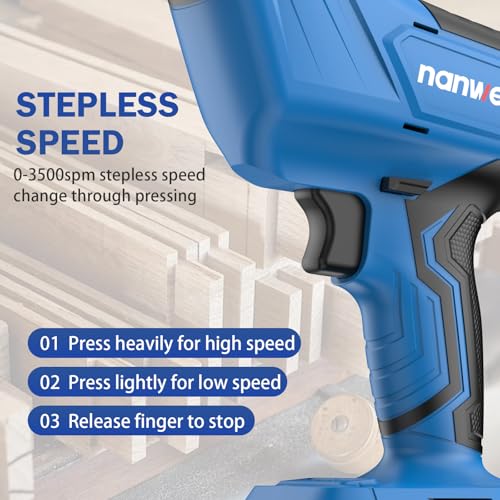 NANWEI Cordless Reciprocating Saw,Brushless Motor 3500RPM Variable Speed,Compatible with Makta 18V Batteries,Tool-Free Blade Change, LED Light,4 Blades For Wood/Metal/PVC Cutting (Battery Excluded)