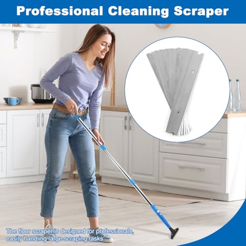 Heavy Duty Floor Scraper, 4" Wide Razor Blade with 48" Long Handle