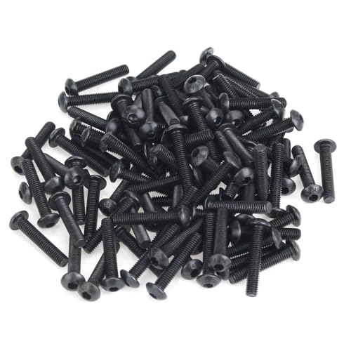 105 Pieces M3 x 16mm Button Head Socket Cap Screws, Thread Pitch 0.5mm, Sutemribor M3 Black Screws, 10.9 Grade Alloy Steel, Black Oxide Finish, Fully Threaded - size: M3 x 16mm, style: Button Head