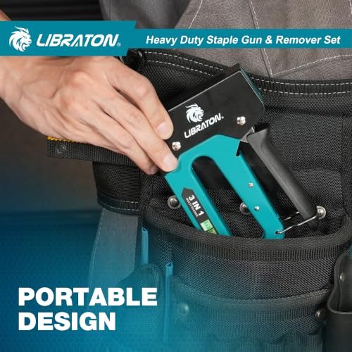 LIBRATON Heavy Duty Staple Gun for Wood Upholstery & Remover Kit, 3in1