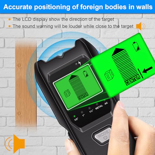 Stud Finder Wall Scanner, 5 in 1 Multifunction Stud Locator with Upgraded Smart Sensor, HD LCD Display and Audio Alarm for The Center & Edge of Metal, Studs, AC Wire, and Pipe Detection (Charcoal) - color: Charcoal