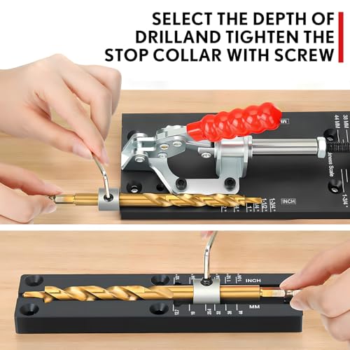Pocket Hole Jig, Adjustable Jig Pocket Hole System, Woodworking Tools for Strong Joints, Adjustable Drill Guides for Materials 12-42mm Thick (HJ01)