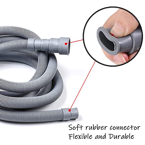 HLMOptimo 6 Feet Washing Machine Drain Hose Flexible Dishwasher Drain Hose Extension Kits Corrugated Washer Hose w/ 1 Adapter 2 Clamps 1 U-Bend Holder Upgraded Version - size: 6 ft