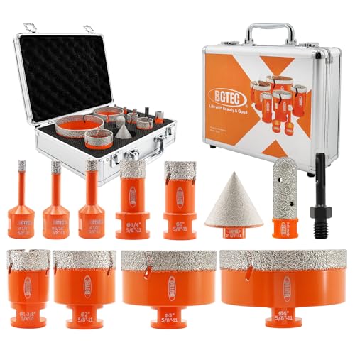 BGTEC Diamond Core Drill Bit 8PCS, Tile Hole Saw Kit 1/4" - 4" - size: 12 pcs - 6/8/10/19/25/35/50/75/102mm, style: Flash Toothed