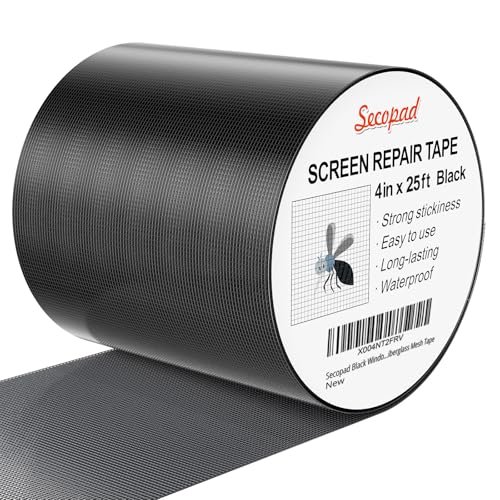 Secopad 4" x 300" (25FT) Screen Repair Tape, Screen Repair Kit, Black - color: Black, size: 4IN x 25FT