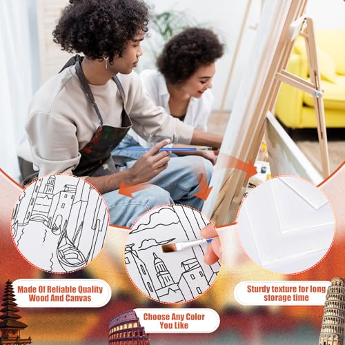 Sherr 140 Pcs 20 Set Pre Drawn Canvas Painting Kit, Landmarks - style: Landmarks