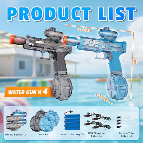 4Pcs Electric Water Gun for Kids Adults, Water Guns Squirt Gun - style: Backpack
