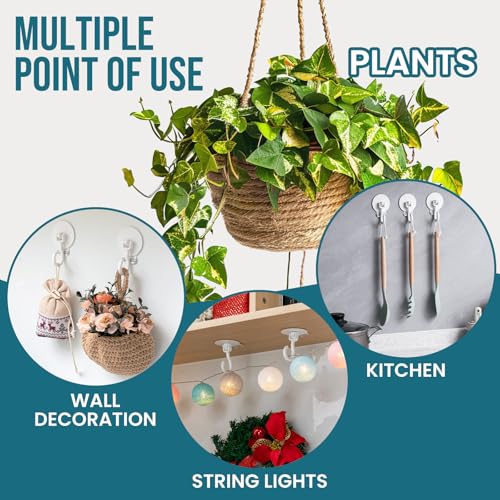 TAILI Adhesive Ceiling Hooks for Hanging Plants, No-Drill 6 Pack White - color: White, size: 6x Large
