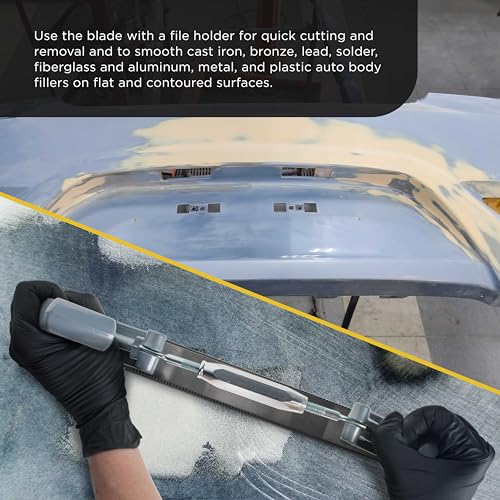Dura-Gold Adjustable Flexible Body File Holder with 14" Double-Sided Bastard File Blade, 9 Teeth Per Inch - Adjusts to Curved Convex or Concave for Shaping, Smoothing, and Filing Contoured Surfaces - style: Holder