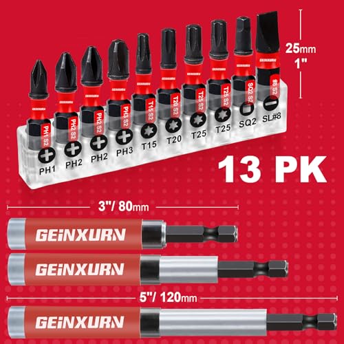 Geinxurn 3 PCS Drive Guide with Self Retracting Sleeve(3.5”) and 10 Pcs Screwdriver Bit, Magnetic Drill Bit Tip Holder for Prevent Screws Shaking When Driving - style: GSLB0080-013