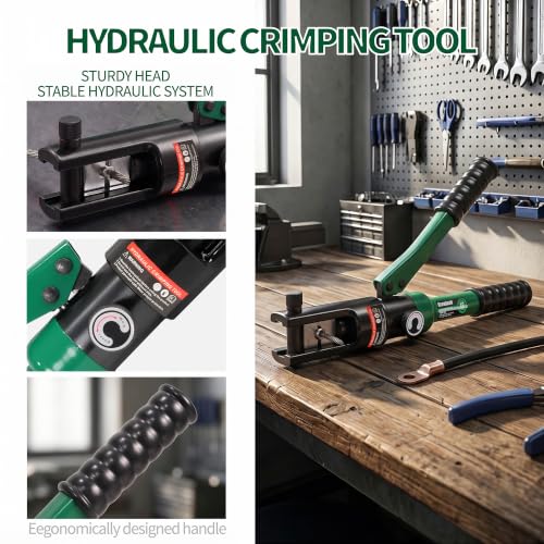 12-Ton Hydraulic Wire Rope Swaging Tool, 7 Dies for 3/64"-1/4" Double Barrel Sleeves Professional Rigging Swager (3/64"-1/4") - size: 3/64"-1/4"