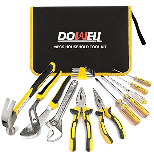DOWELL Tool Set Household Tool Kit with Storage Tool Bag Pouch, 19 PCS - size: 19PCS