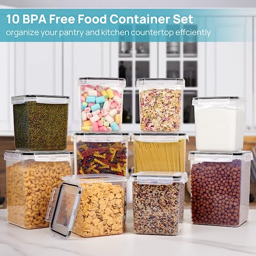 Vtopmart 10 PCS Flour and Sugar Storage Container Sets for Advanced Baker | For Bulk Flour and Sugar Storage, Airtight Seal, Multiple Sizes, BPA Free, Food Grade Material, Dishwasher Safe (Not Lids) - size: 10 Pack