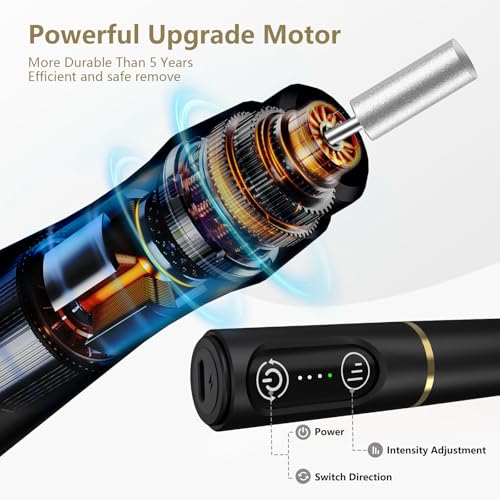 TUOBEO Cordless Nail Drill Electric Nail File Kit, Rechargeable Efile Set - color: Black
