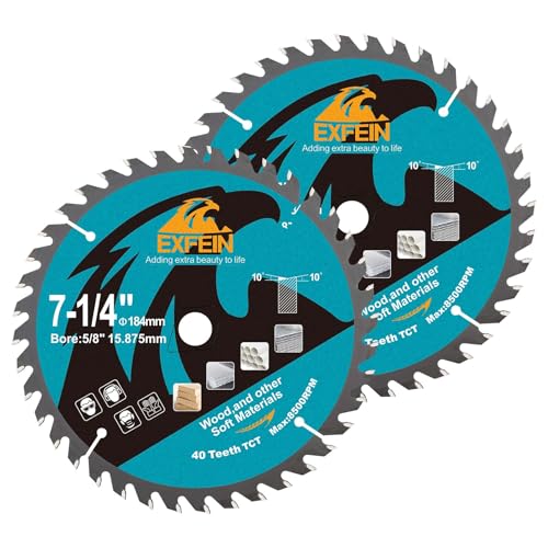 7-1/4 Inch Miter/Table Saw Blades 2pcs, 40 Teeth ATB TCT Fine Finish Wood Cutting Circular Saw Blade with 4/5 Inch Arbor - size: 184mm 40T