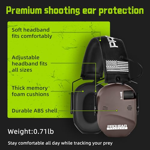 PROHEAR 022 Electronic Ear Protection for Shooting & Hunting - 29dB SNR Noise Reduction, 4 Omnidirectional Microphones - color: Electronic Ear Protection-brown