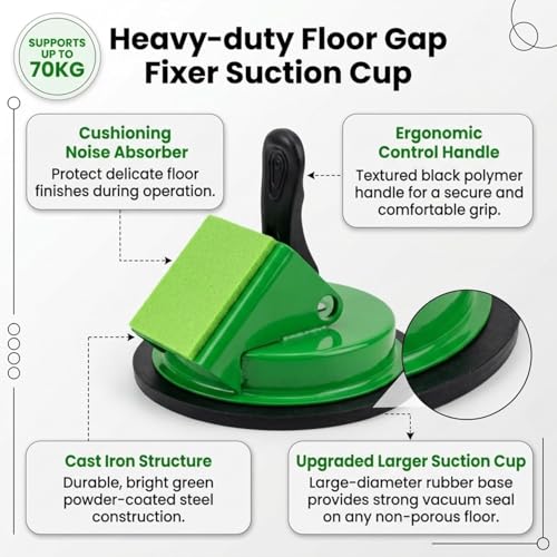 Heavy Duty Floor Gap Fixer Tool, 45°Striking Surface Professional Floor Gap Repair Tool, Made of Iron & Enhanced Suction Cup. with 5pcs Sticky Pads for Fixer Vinyl, Wood, Laminate Flooring Tools