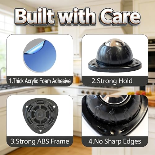 Heavy Duty Self Adhesive Furniture Casters 12 Pack Stick-On Swivel Wheels - color: Black-12