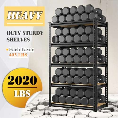 REIBII Storage Shelves with Smooth Edges for Garage Basement Shed Pantry - size: 28"W x 12"D x 59.8"H