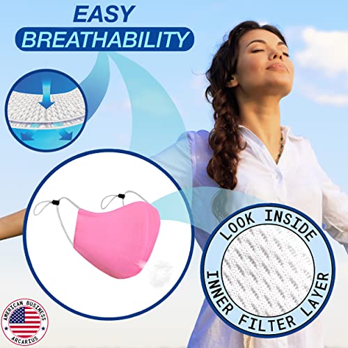Arcarius Breathable Sports Face Mask – Moisture Wicking Gym & Travel Fit (3-Pack) - color: Cute Pink
