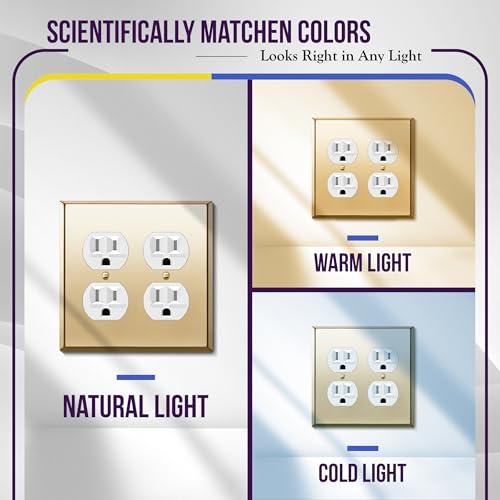 ENERLITES Double Toggle Switch Metal Wall Plate, 2-Gang, Polished Brass - color: Polished Brass, size: Standard Size