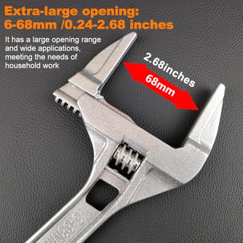 Adjustable Wrench, 6-68mm Wide Jaw Aluminum Alloy Short Handle Wrench