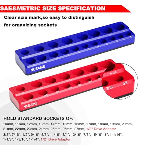 2-Pack 1/2 Inch Magnetic Socket Organizer Metric &SAE - size: 1/2"SAE&METRIC/2PCS