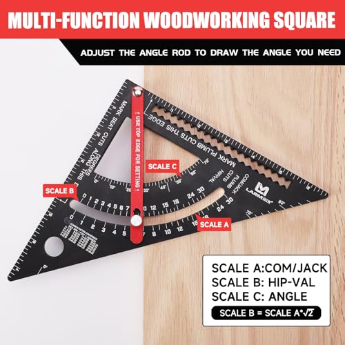 Carpenter Square 7 inch Woodworking Tools Adjustable Rafter Square Carpenter Tools, Combination Square Framing Square, Aluminium Carpentry Squares, Gift for Carpenters - style: 7inch