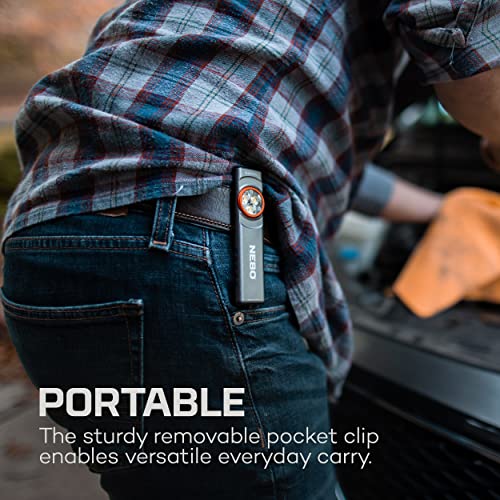NEBO SLIM Mini Rechargeable Pocket Light | 250 Lumens, 2 Light Modes, Small Flashlight for EDC & Emergencies, Magnetic Base, Lightweight, Water Resistant & Durable, Includes Charging Cable - style: 250 Lumens - Gray