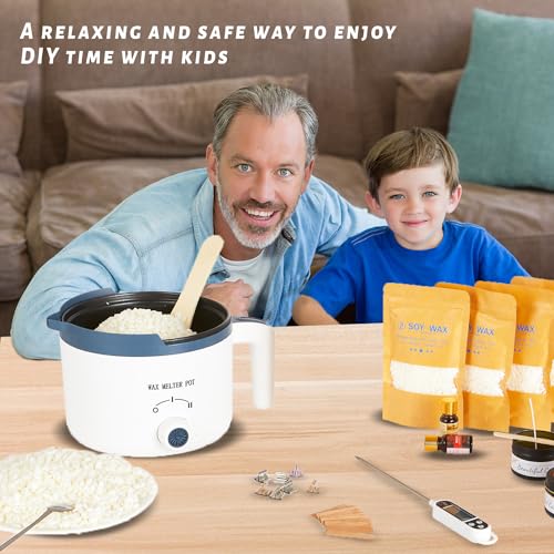 KQU Wax Melting Pot with Thermometer, Electric Wax Melter for Candle Making with Spout 1.5Qt, Small Double Boiler Pot Set for Beginner Adults - size: Wax Melting Pot Kit 2pcs
