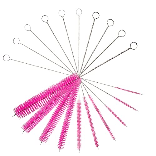 10" Extra Long Tube Cleaning Brush Set - 10 Pack - Pink - color: Pink, size: 10pk - 2mm 3mm 4mm 5mm 6mm 8mm 12mm 16mm 20mm 24mm