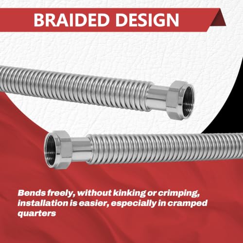 2 PCS EFIELD 18-inch 1-1/4" FIP X 1-1/4" FIP Stainless Steel Corrugated Hose Connector for Commercial Water Heater, Boiler,Water Softener - size: 18"L(1-1/4" FIP)
