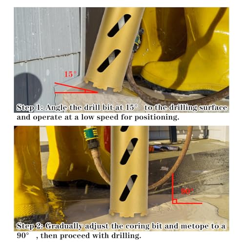 2" Dry Core Drill Bits for Cured Concrete with Rebar Brick Block Masonry etc 13in/330mm Drilling Depth，10mm Diamond Segment Height，2 Adapters - size: 2 inches