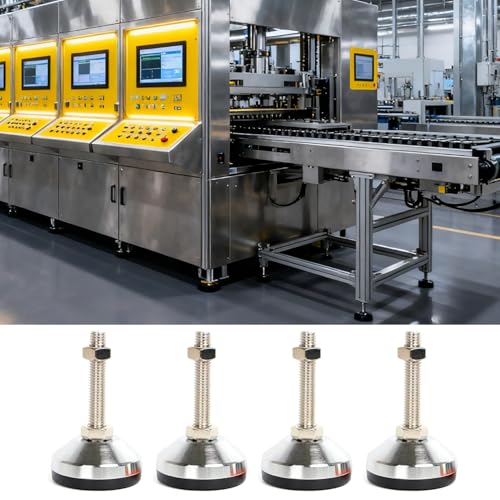 Leveling Feet,4-Pack, D60xM12x50 Leveler Feet Heavy Duty 1300 Lb Capacity Black Carbon Steel PVC Cabinet Leveler Legs - size: D60xM12x50