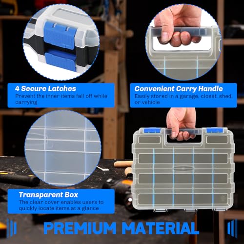 Small Parts Organizer 2Pack Storage Case Tools Box 34-Compartments - color: Blue