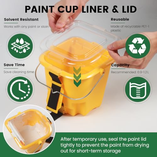 Voomey 20 Pack Handheld Paint Bucket and 4 Inch Roller Kit - size: 20 Pcs Hand Held Paint Bucket Kit