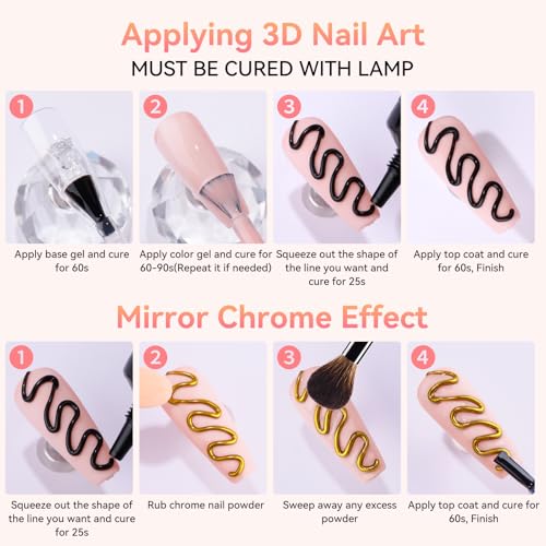Makartt 3D Nail Gel, 15g Black Sculpting Gel Glue for Molding and Drawing - color: A03-Noir