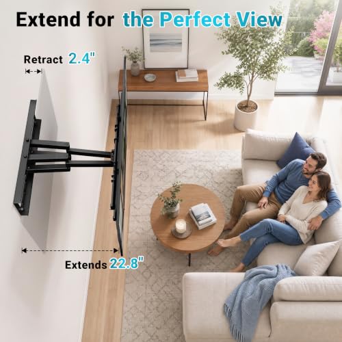 BONTEC Full Motion TV Wall Mount for 37-90 Inch TVs, Heavy Duty Swivel Tilt - size: 37-90 Inch