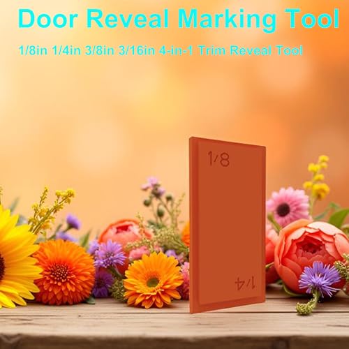4-in-1 Trim Reveal Tool - 1/8", 3/16", 1/4", 3/8" - Precision Trim Gauges - Non-Damaging Hard Plastic Door Reveal Marking Tools for Accurate Jamb Marking - Wood Reveal Spacing Tool (Orange) - size: 4in1 orange