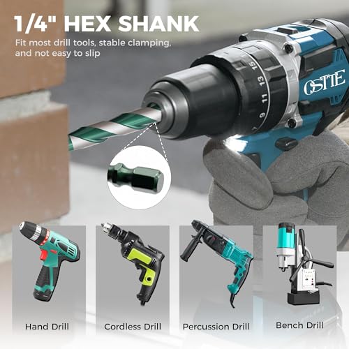 Masonry Drill Bit Set 5 Pcs(5/32"-3/8"), Masonry Drill Bits for Concrete - size: 5Pcs (5/32-3/8) Green