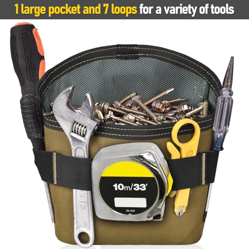 Tool Pouch Nails Screws Bag with Belt Clip (XL, Khaki) - color: Khaki