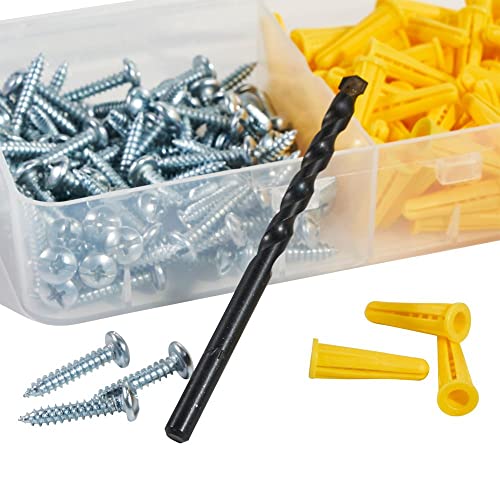 Klein Tools 53729 Conical Anchor Kit, 100 Anchors, 100#2 Phillips, 1/4 Inch Masonry Drill Bit, Drywall and Masonry (Pack of 2) - size: 100 Count (Pack of 2)