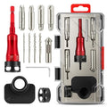 BURMONG 5-Piece Countersink Drill Bit Set with Bearing Depth Stop & Chamfer Tool, 1/4" Hex Shank Quick Change Bi-Directional Cutting Edges for Woodworking (with Adjustable Bearing Depth Stop) - style: With Adjustable Bearing Depth Stop