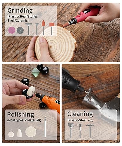 HARDELL Rotary Accessory Kit w/ 1/8" Shanks, Sanding & Carving Pink - color: Pink