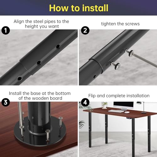 Adjustable Metal Desk Leg 21~36 Inch, Adjustable Metal Table Legs - size: 21~36 Inch（2 Pack）