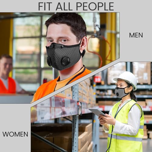 Threlaco 6 Pcs Dust Mask Reusable Respirator Mask - color: Black, Navy Blue, Dark Gray