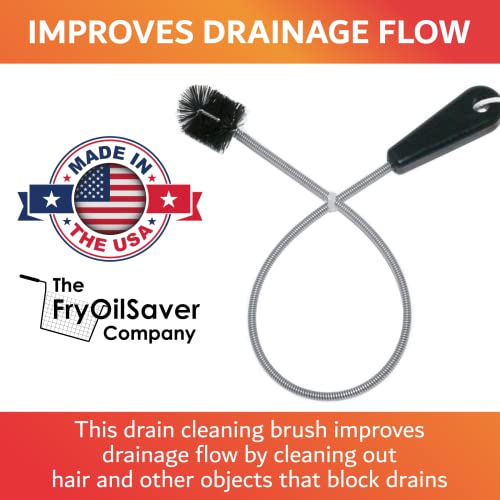 22" Long Sink Drain Brush – Slim Snake Hair Clog Remover Tool for Shower, Tub and Sink - Pipe/Tube Brush for Small Spaces, Drain Cleaning – B113C by FryOilSaver Co. - size: 22 Inches